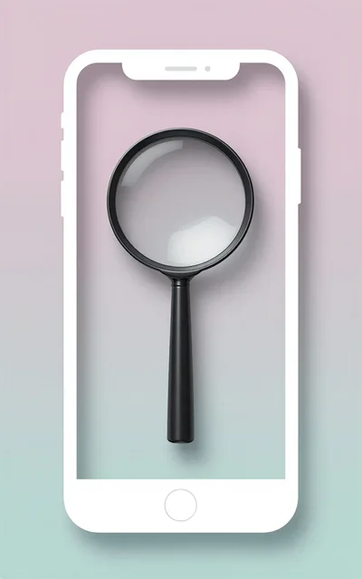Magnifying Glass Inside A Smartphone Outline