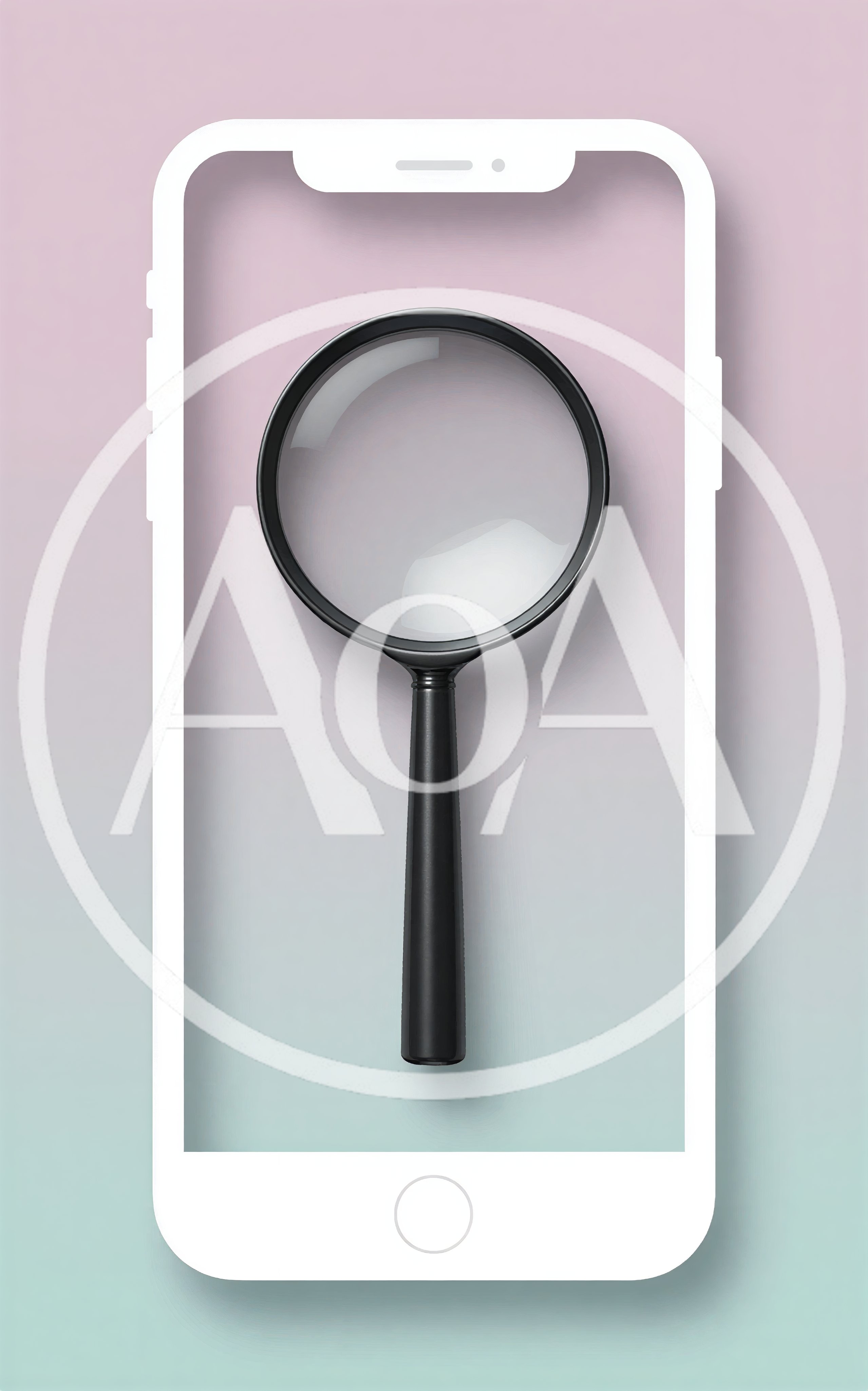 Magnifying Glass Inside A Smartphone Outline