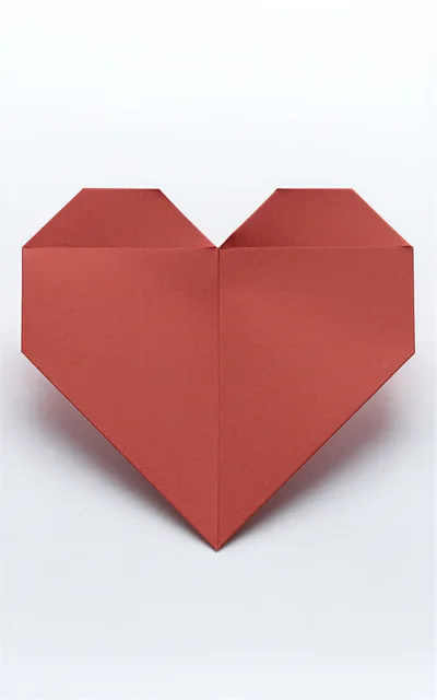 Red Origami Paper Heart On White Background