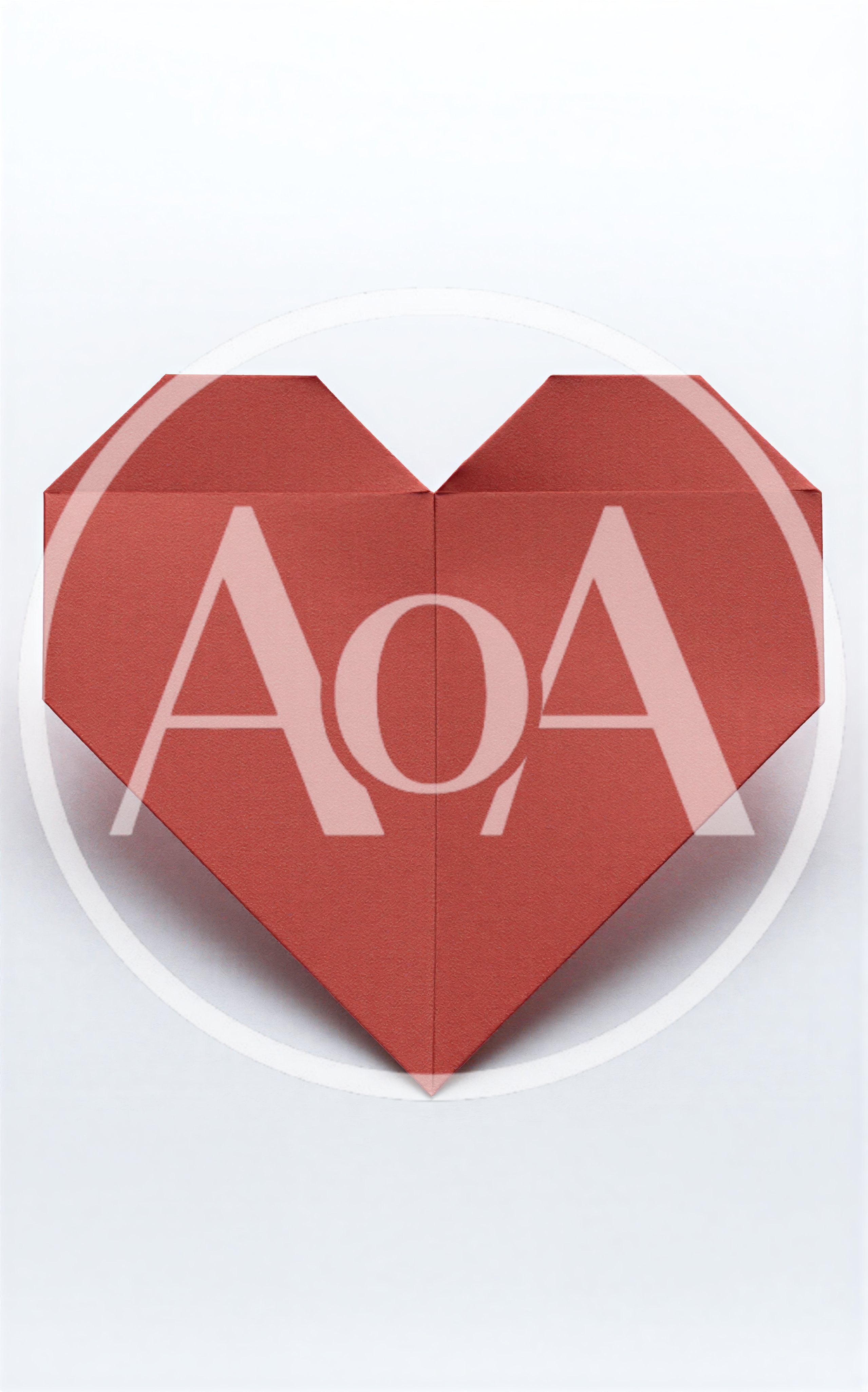 Red Origami Paper Heart On White Background