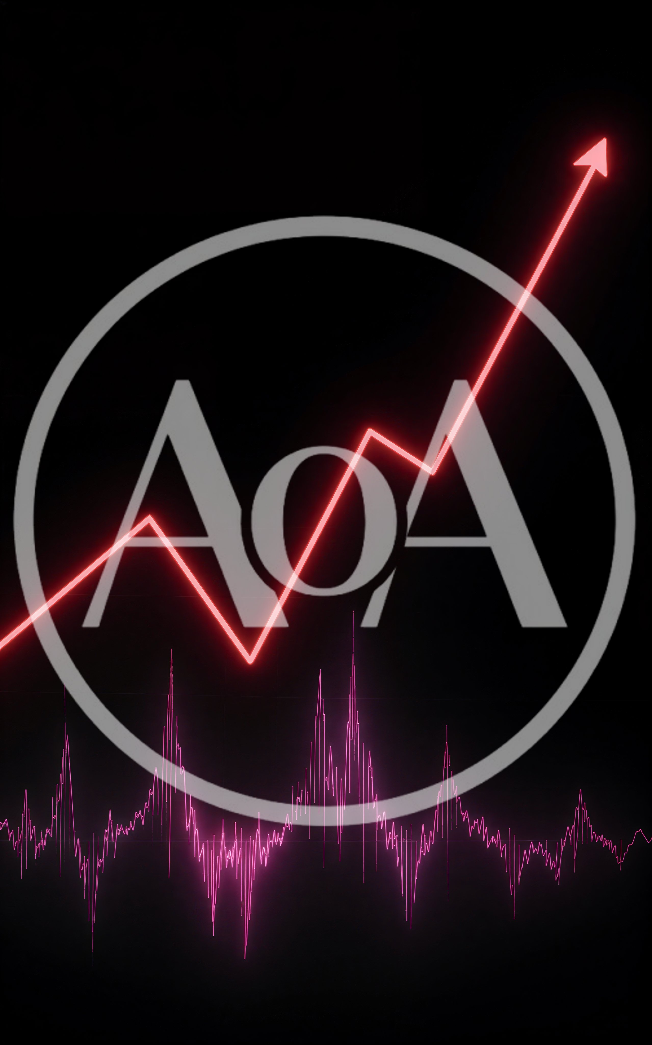 Glowing Red Financial Growth Chart With Audio Waveform