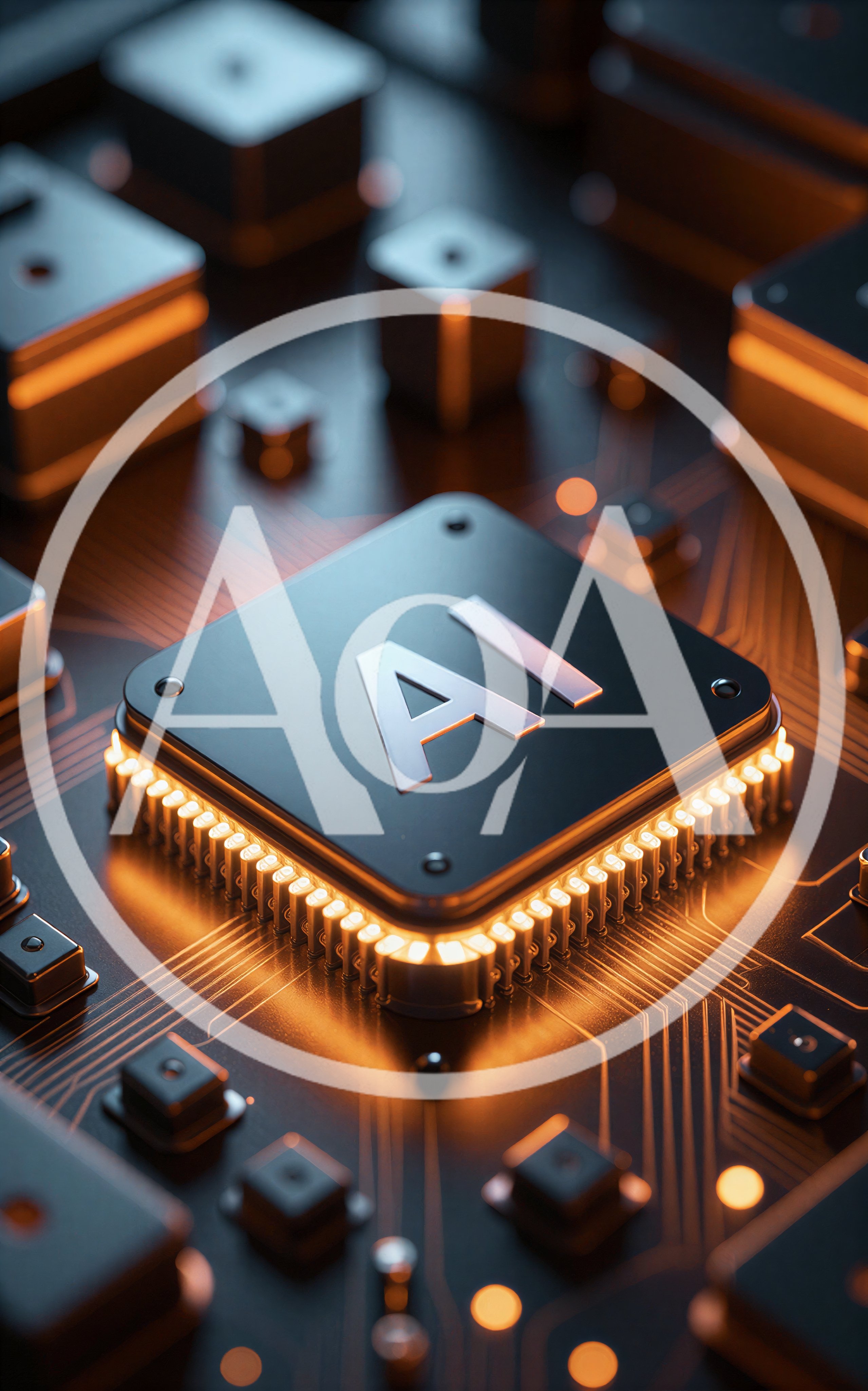 AI Processor Chip on a Futuristic Circuit Board