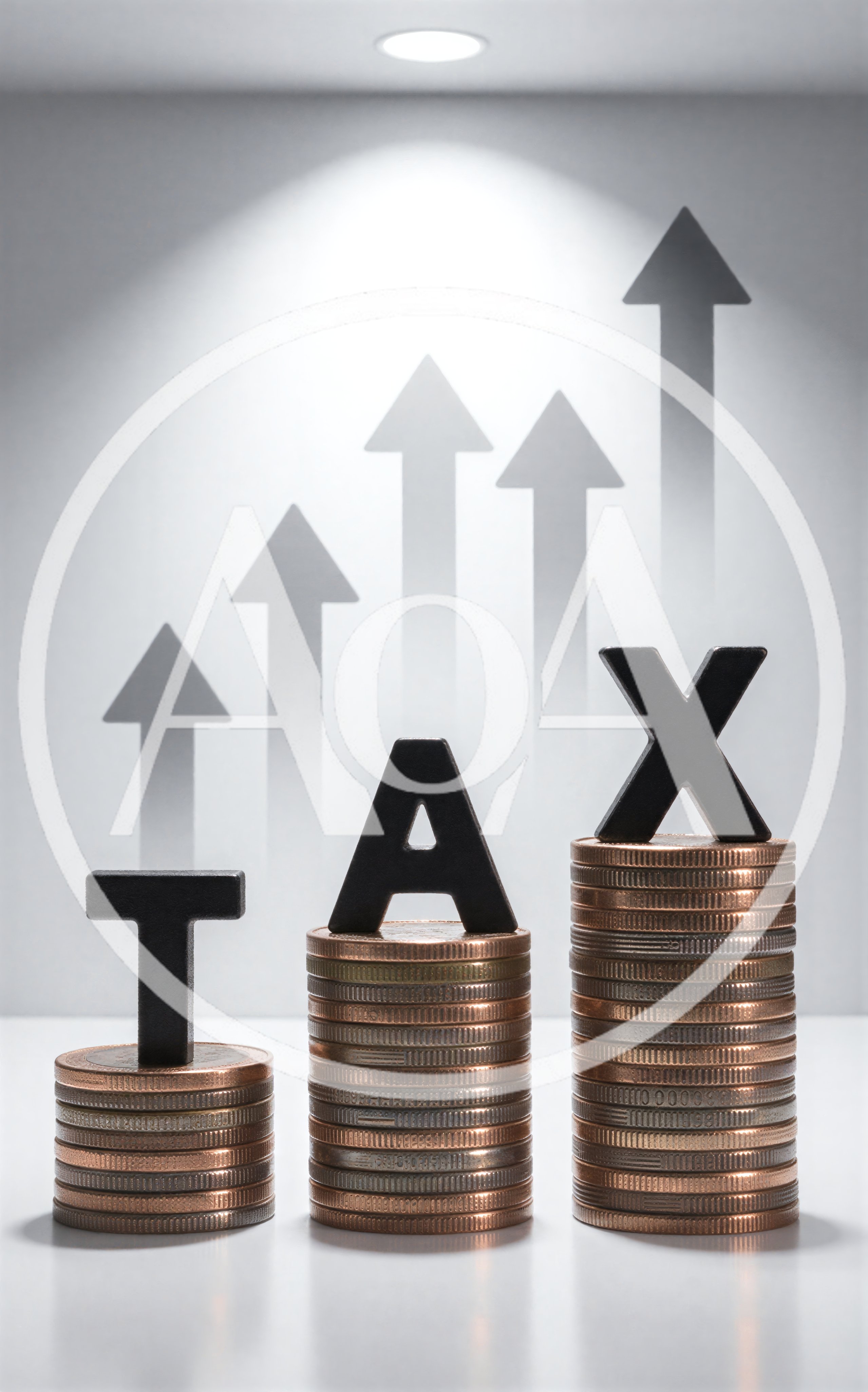 Rising Tax Costs Represented By Stacks Of Coins