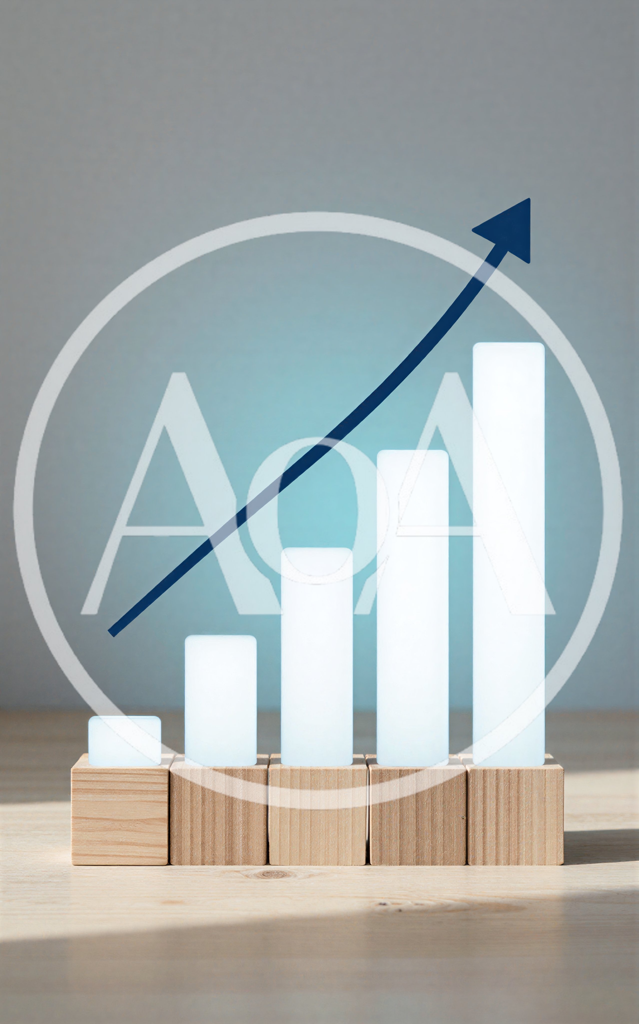 Wooden Blocks With Glowing Bars Representing Business Growth