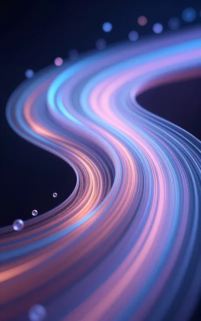 Abstract Flowing Light Trails With Floating Spheres