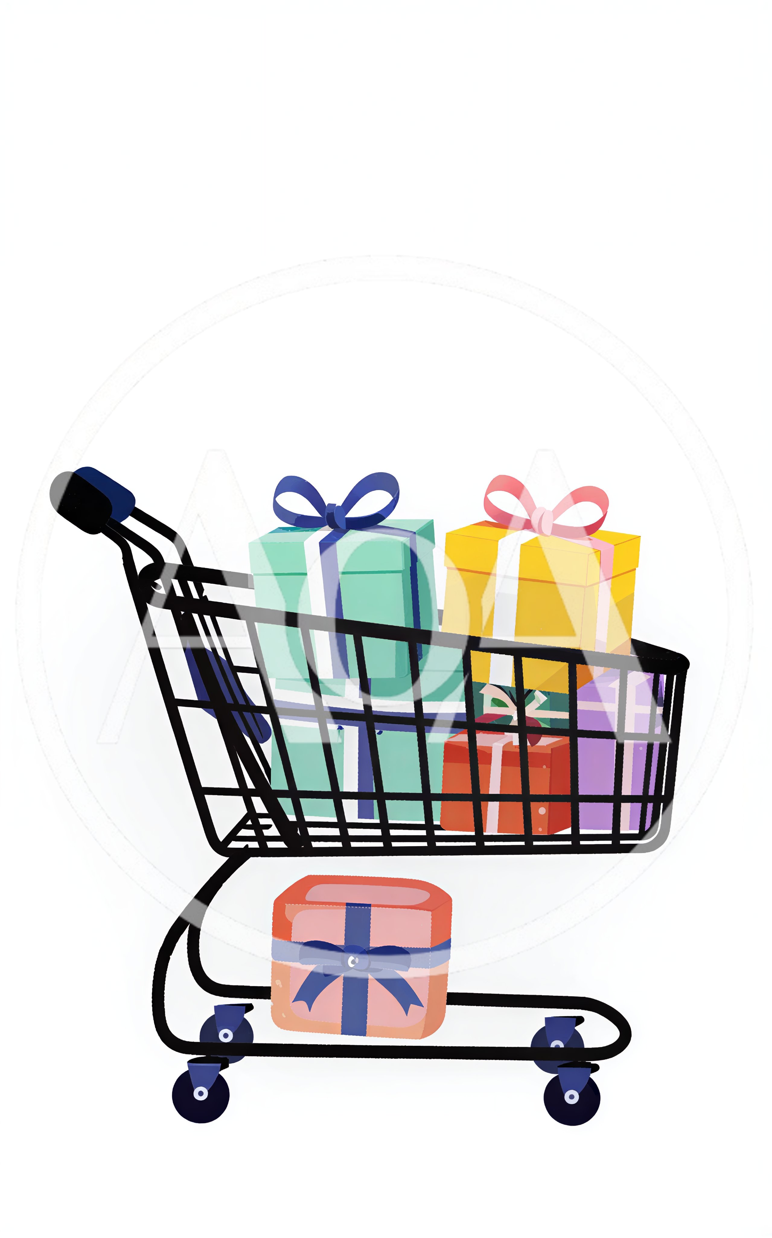 Shopping Cart Filled With Colorful Gift Boxes