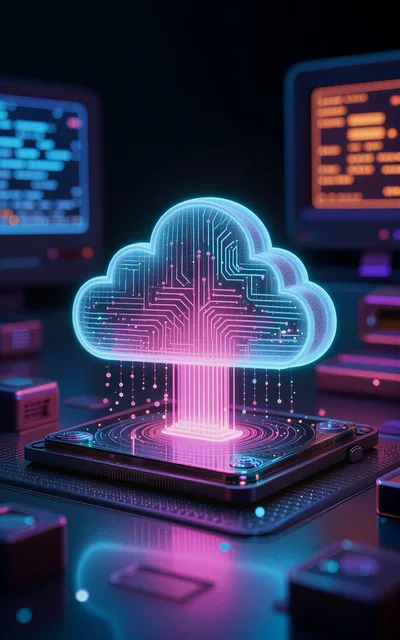 Digital Cloud Computing Concept With Circuit Board