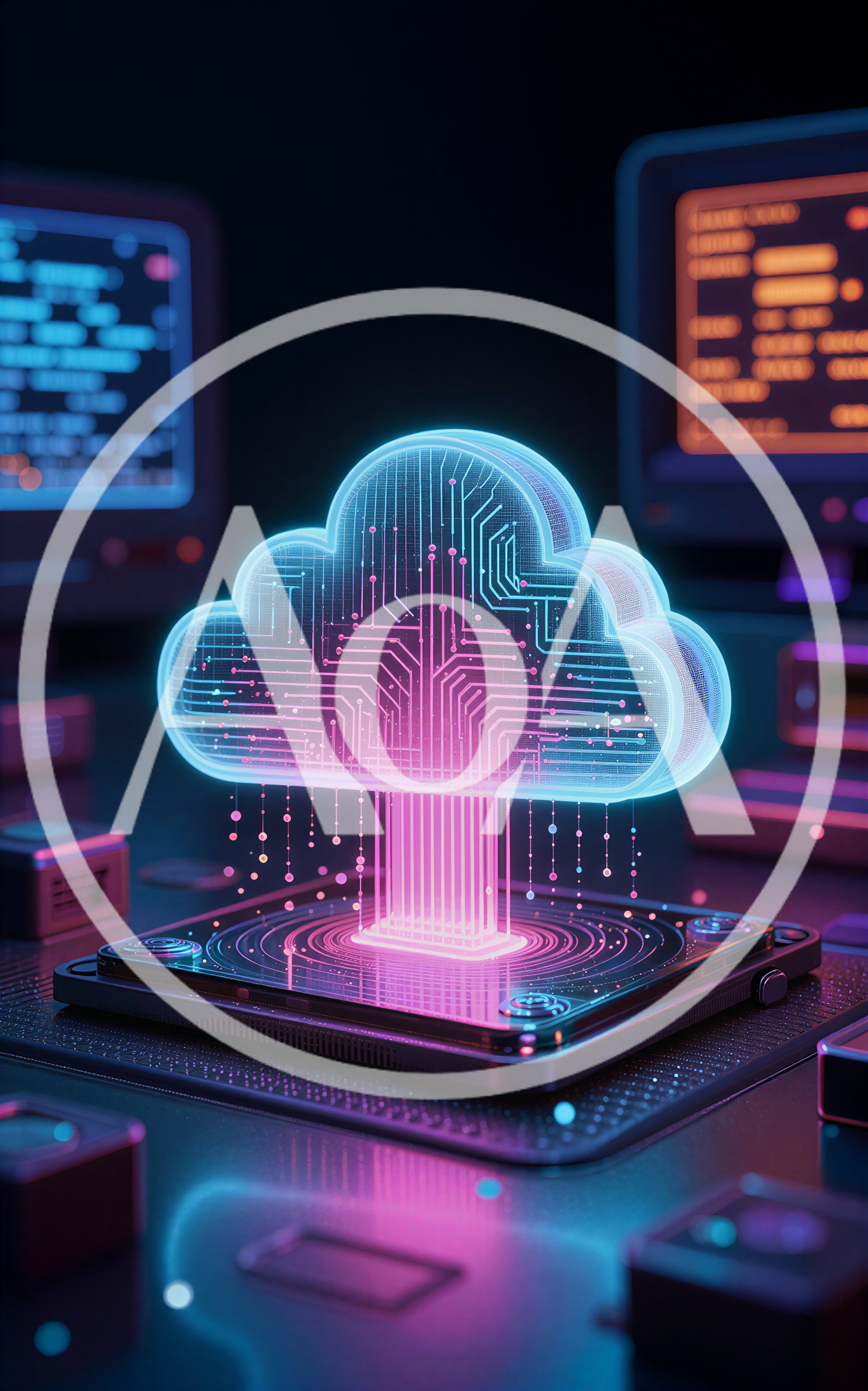 Digital Cloud Computing Concept With Circuit Board
