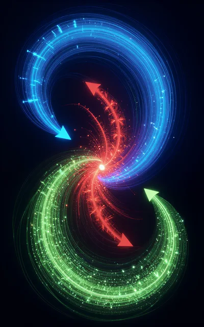 Abstract Energy Vortex With Glowing Blue And Green Trails