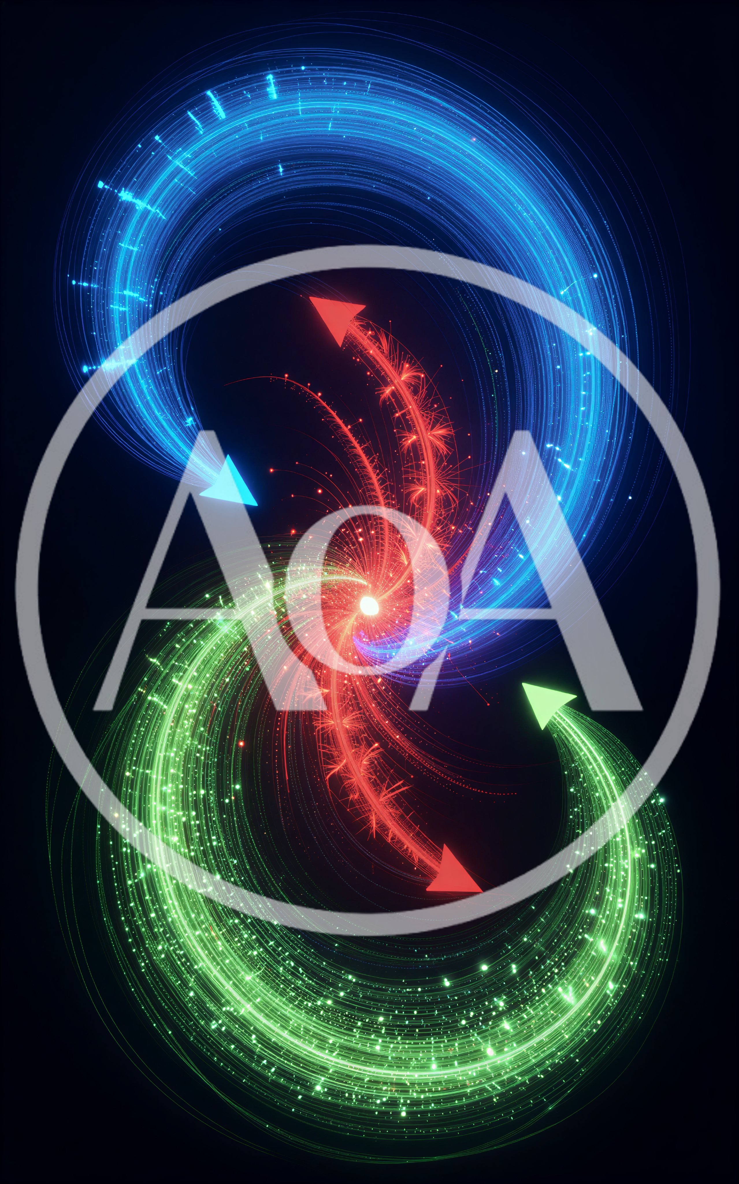 Abstract Energy Vortex With Glowing Blue And Green Trails