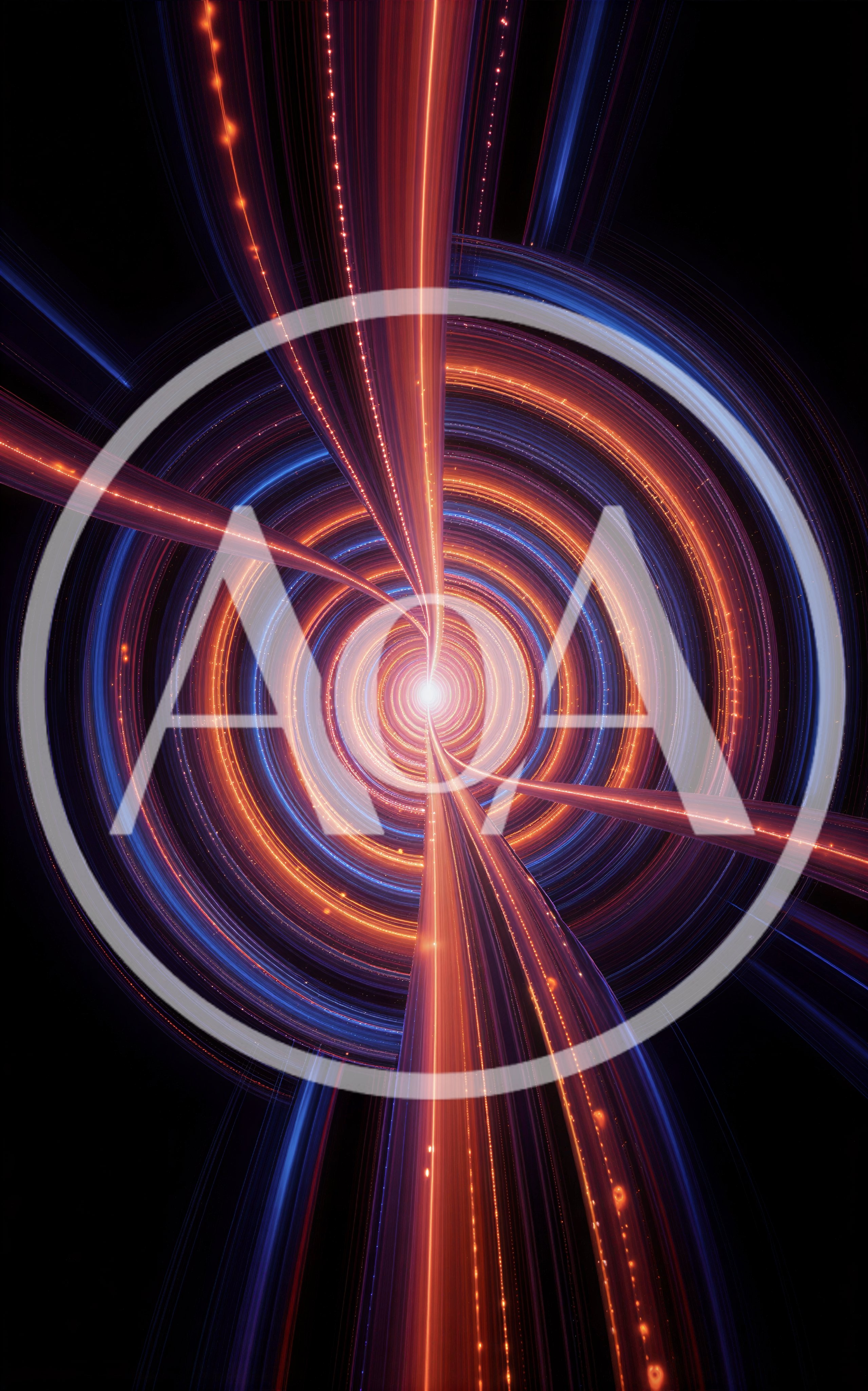 Abstract Digital Wormhole With Glowing Orange And Blue Light
