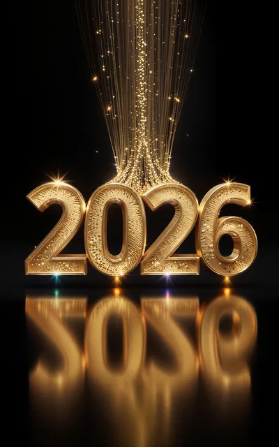 Golden 2026 New Year Celebration Text