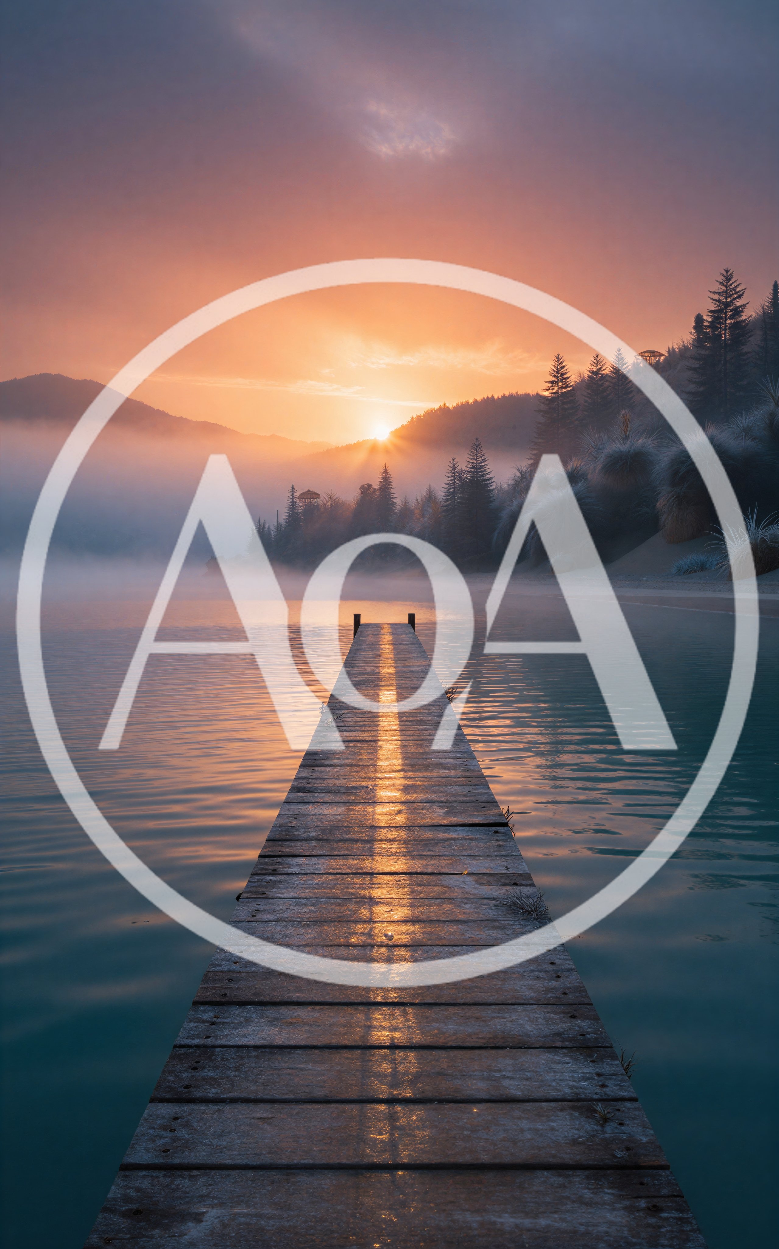 Wooden Pier Extending Into A Misty Lake At Sunrise