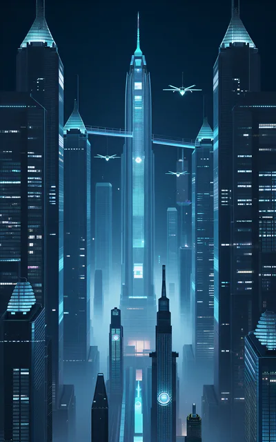 Futuristic Cyberpunk Cityscape With Glowing Skyscrapers