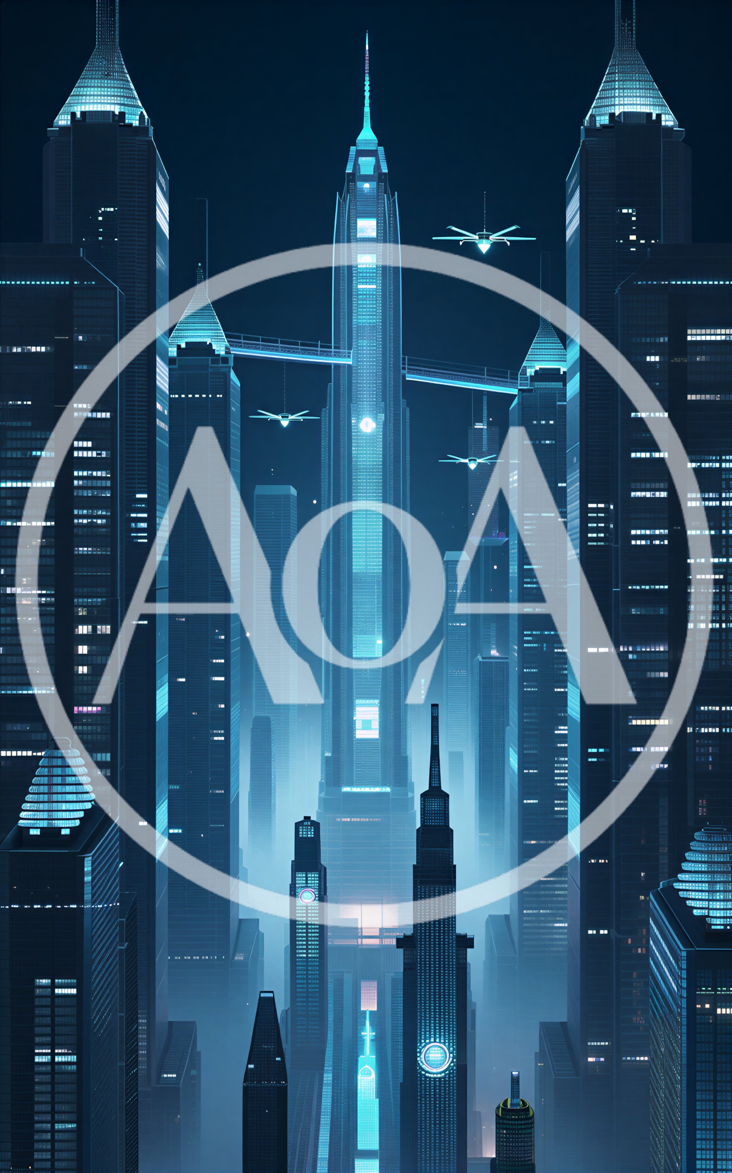 Futuristic Cyberpunk Cityscape With Glowing Skyscrapers