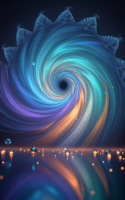 Abstract Cosmic Spiral With Glowing Spheres