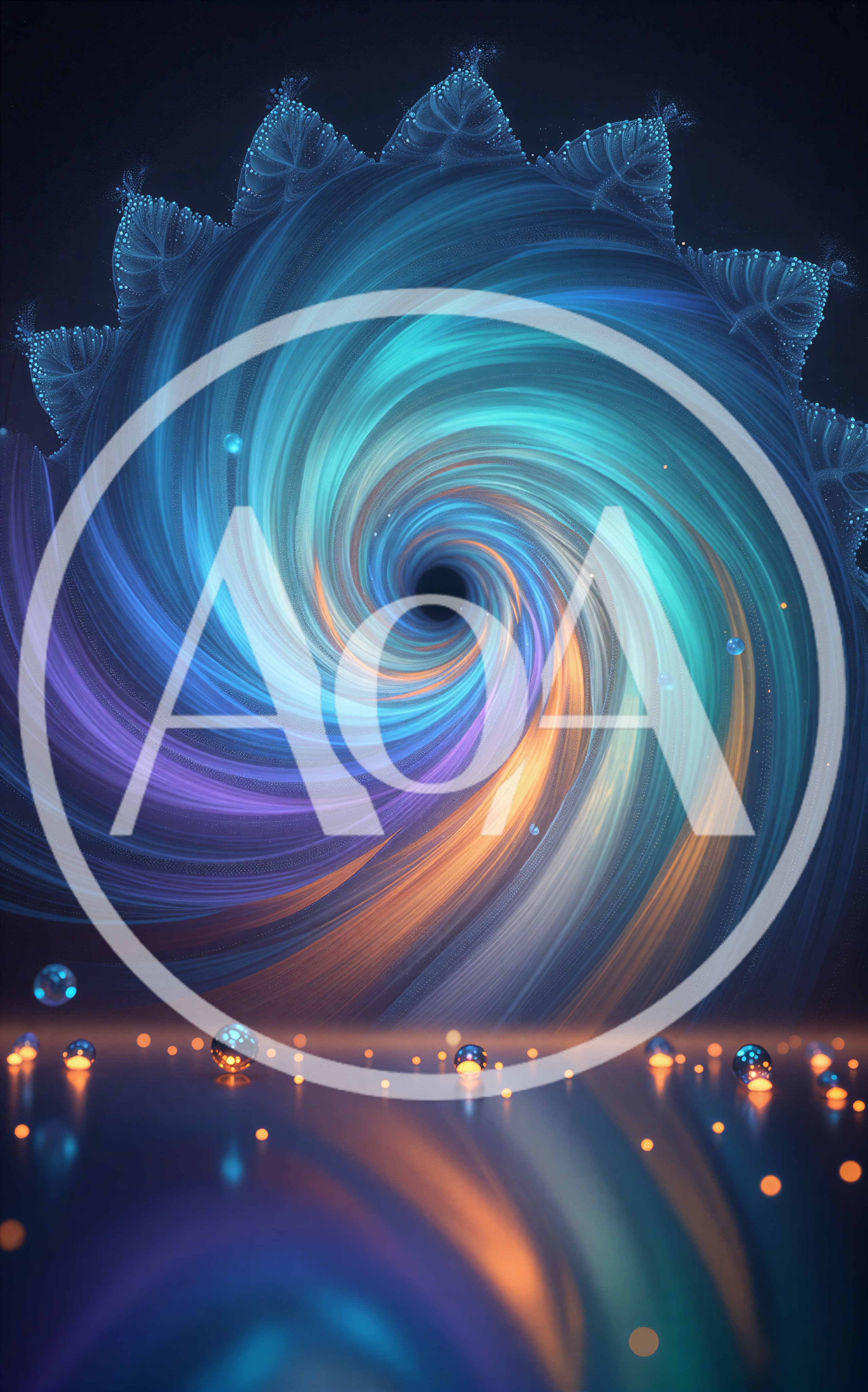 Abstract Cosmic Spiral With Glowing Spheres