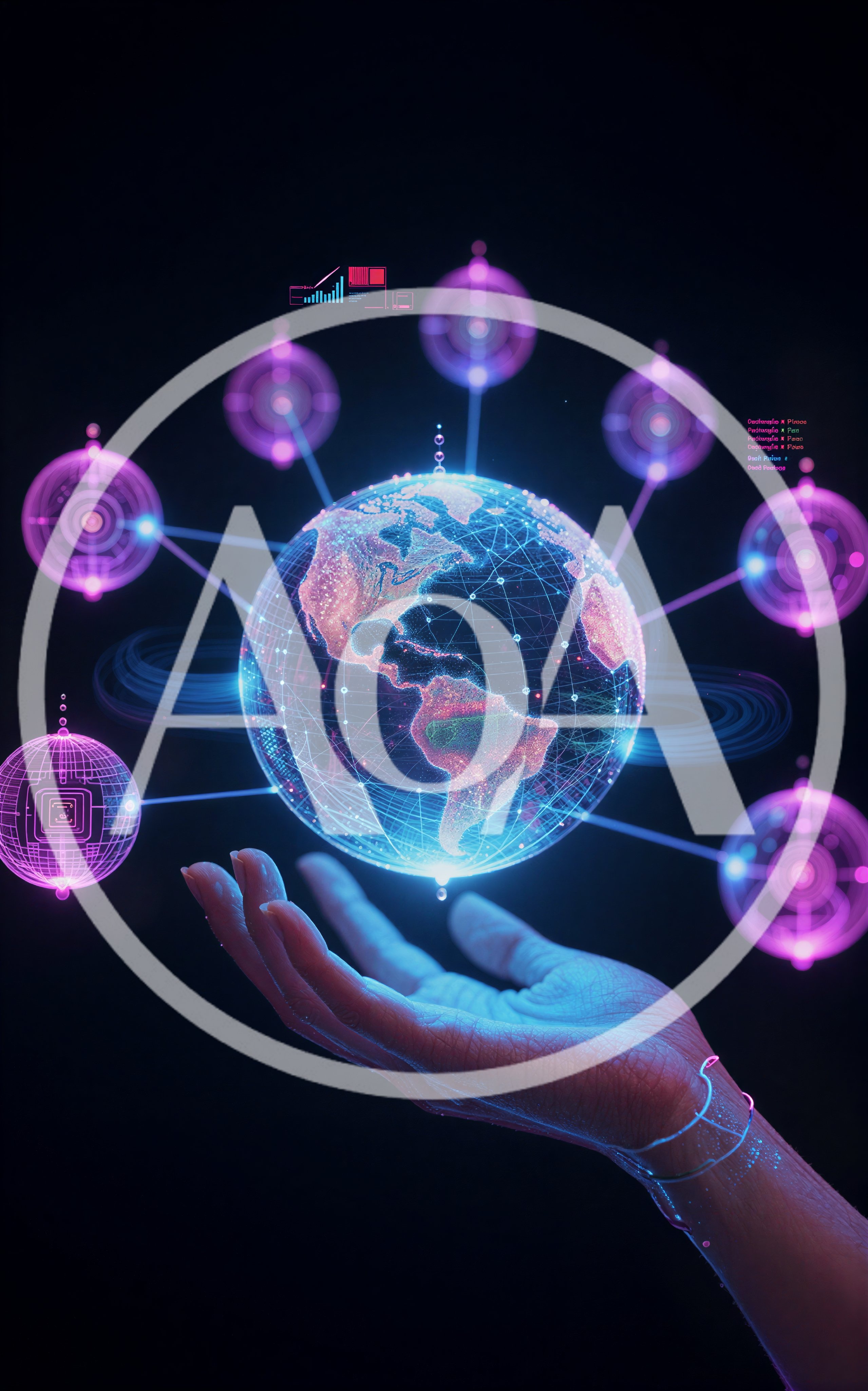 Digital Earth Hologram Floating Above Human Hand