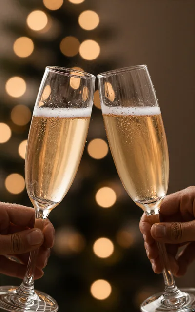 Two Hands Toasting With Champagne Flutes