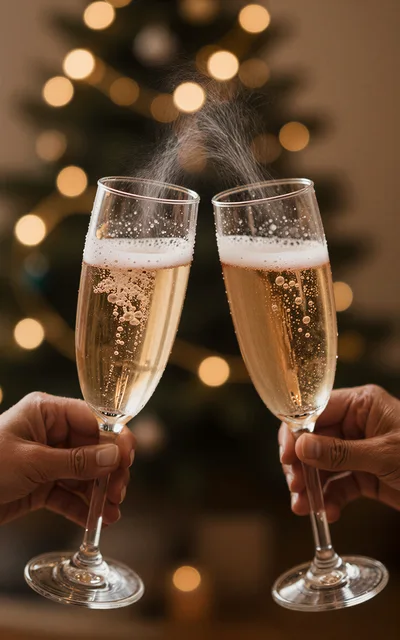 Two Hands Toasting With Champagne Flutes