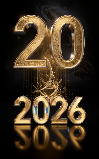 Golden 2026 New Year Celebration Typography