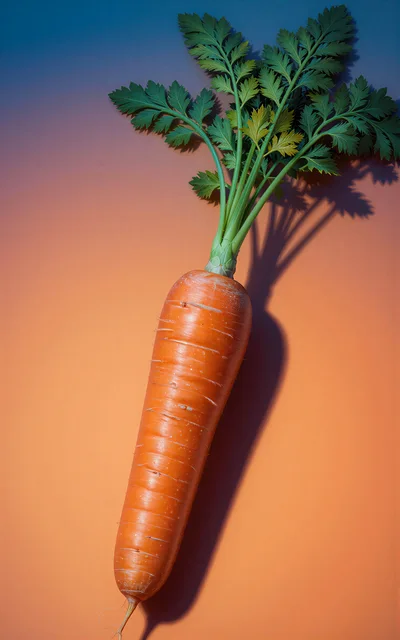 Fresh Orange Carrot With Green Leaves On Gradient Background