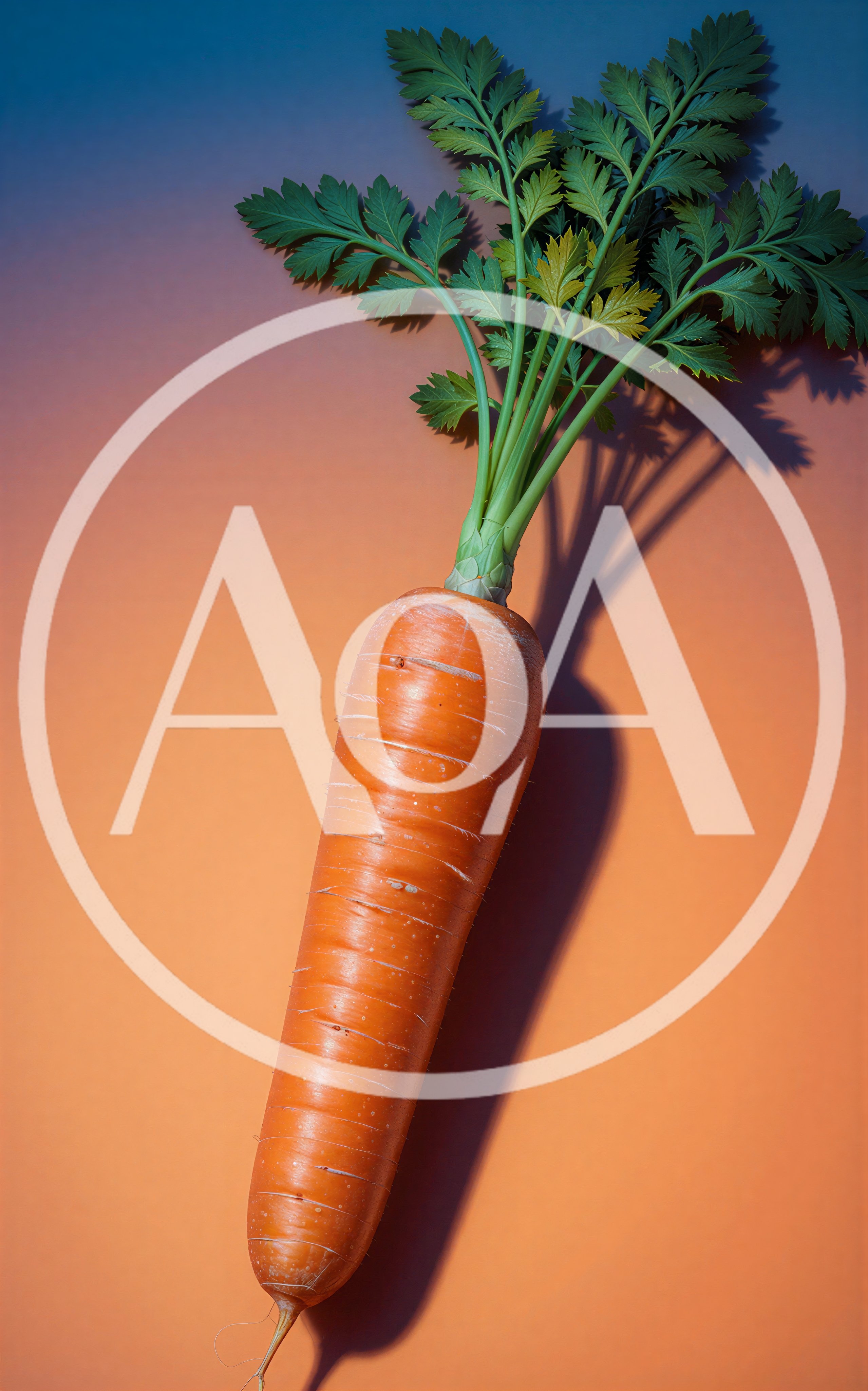 Fresh Orange Carrot With Green Leaves On Gradient Background