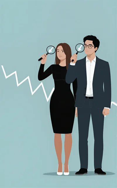 Business Professionals Examining Market Trends With Magnifying Glasses