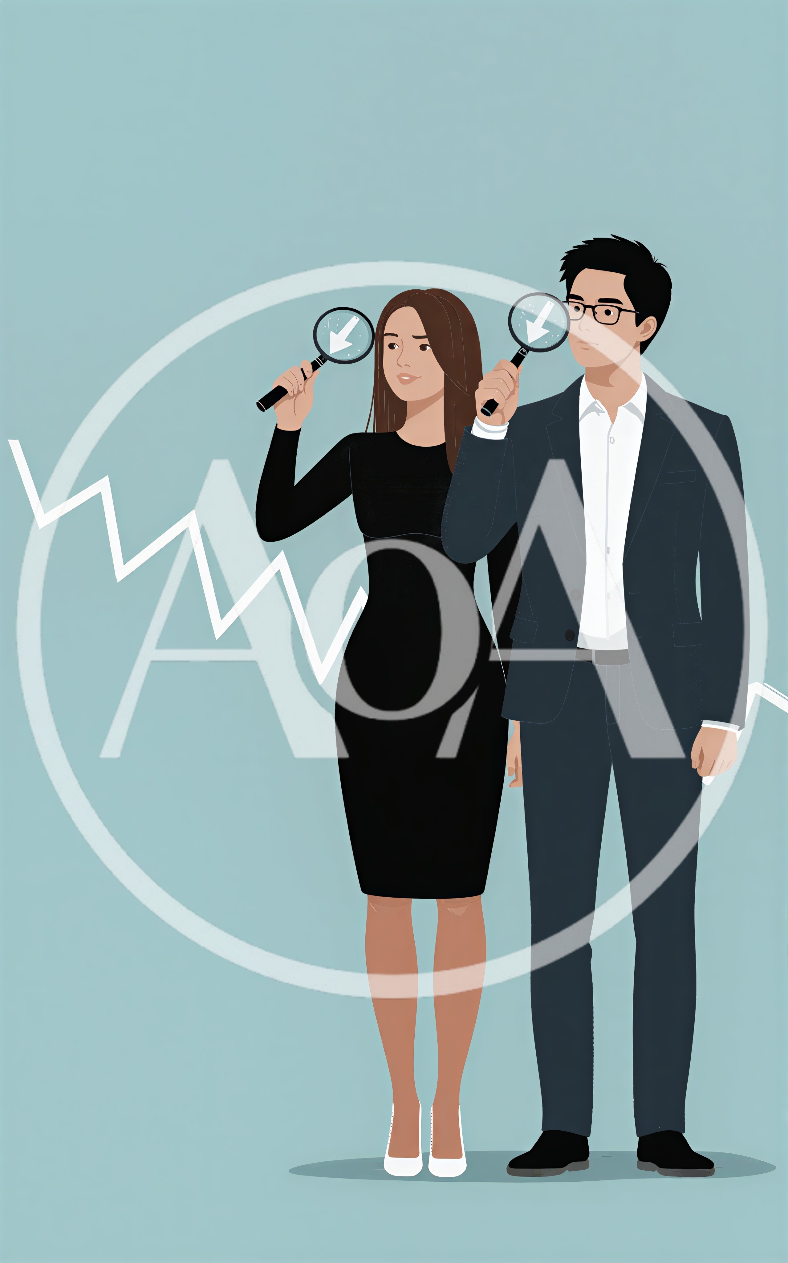 Business Professionals Examining Market Trends With Magnifying Glasses