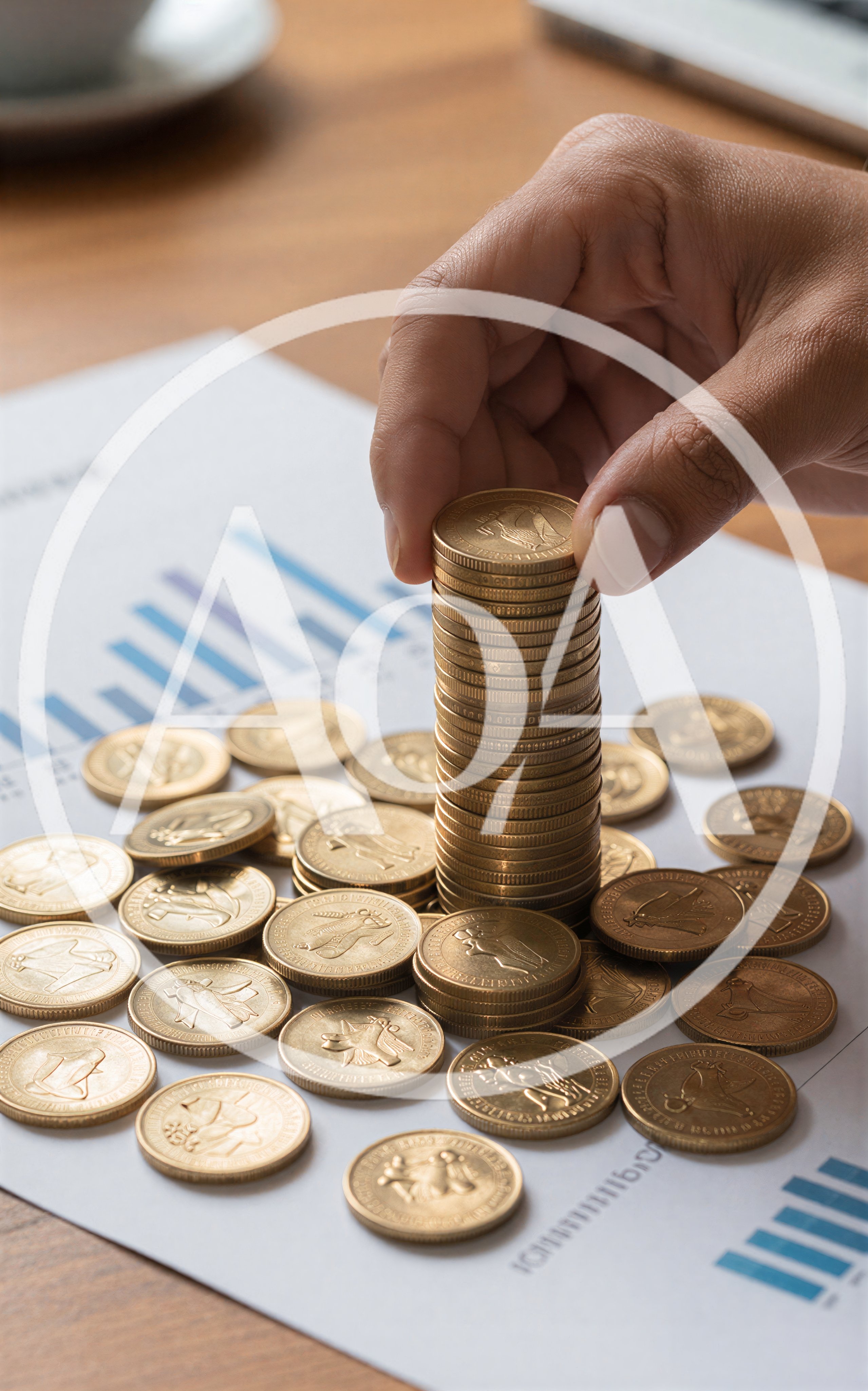 Hand Placing Gold Coin On Stack Of Coins