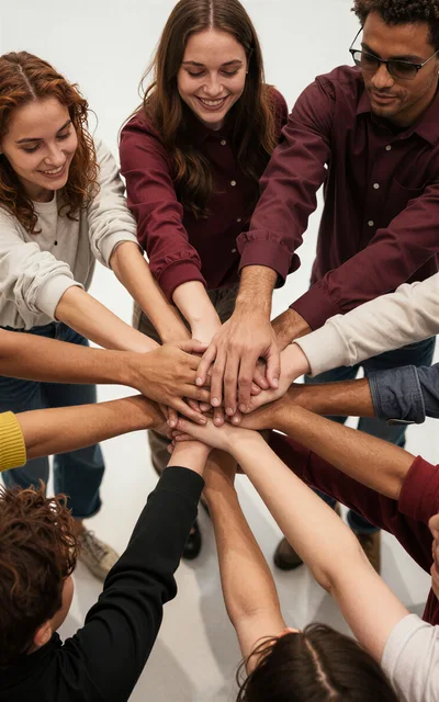 Diverse Group Of People Stacking Hands Together