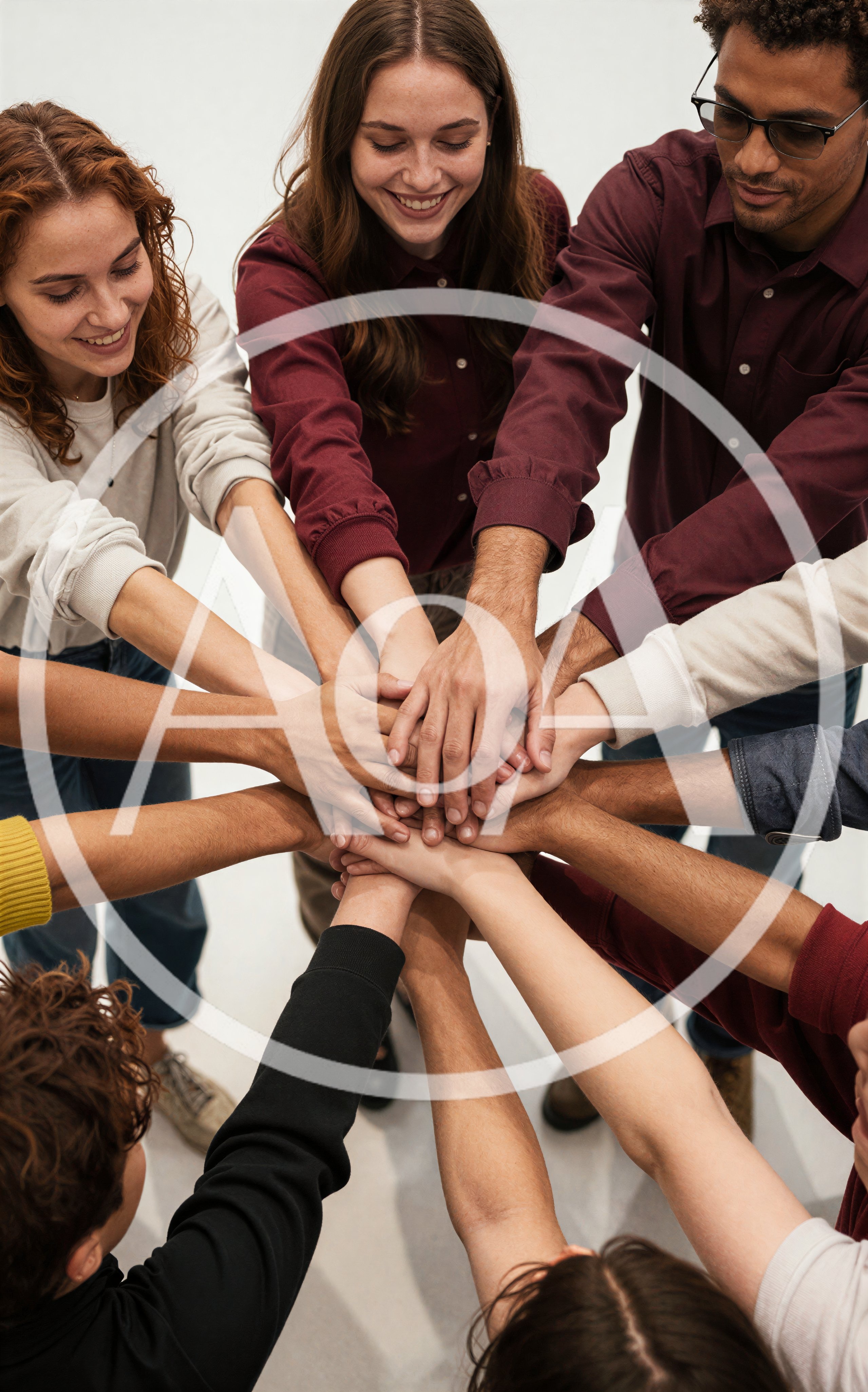 Diverse Group Of People Stacking Hands Together