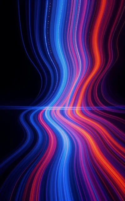 Abstract Neon Light Trails Flowing In Dark Space