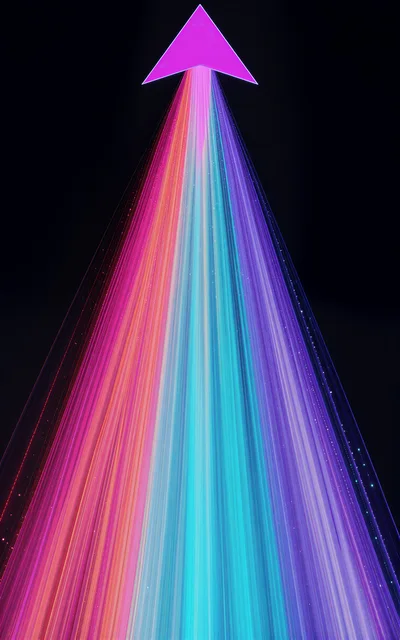 Abstract Neon Light Beam With Upward Pointing Arrow