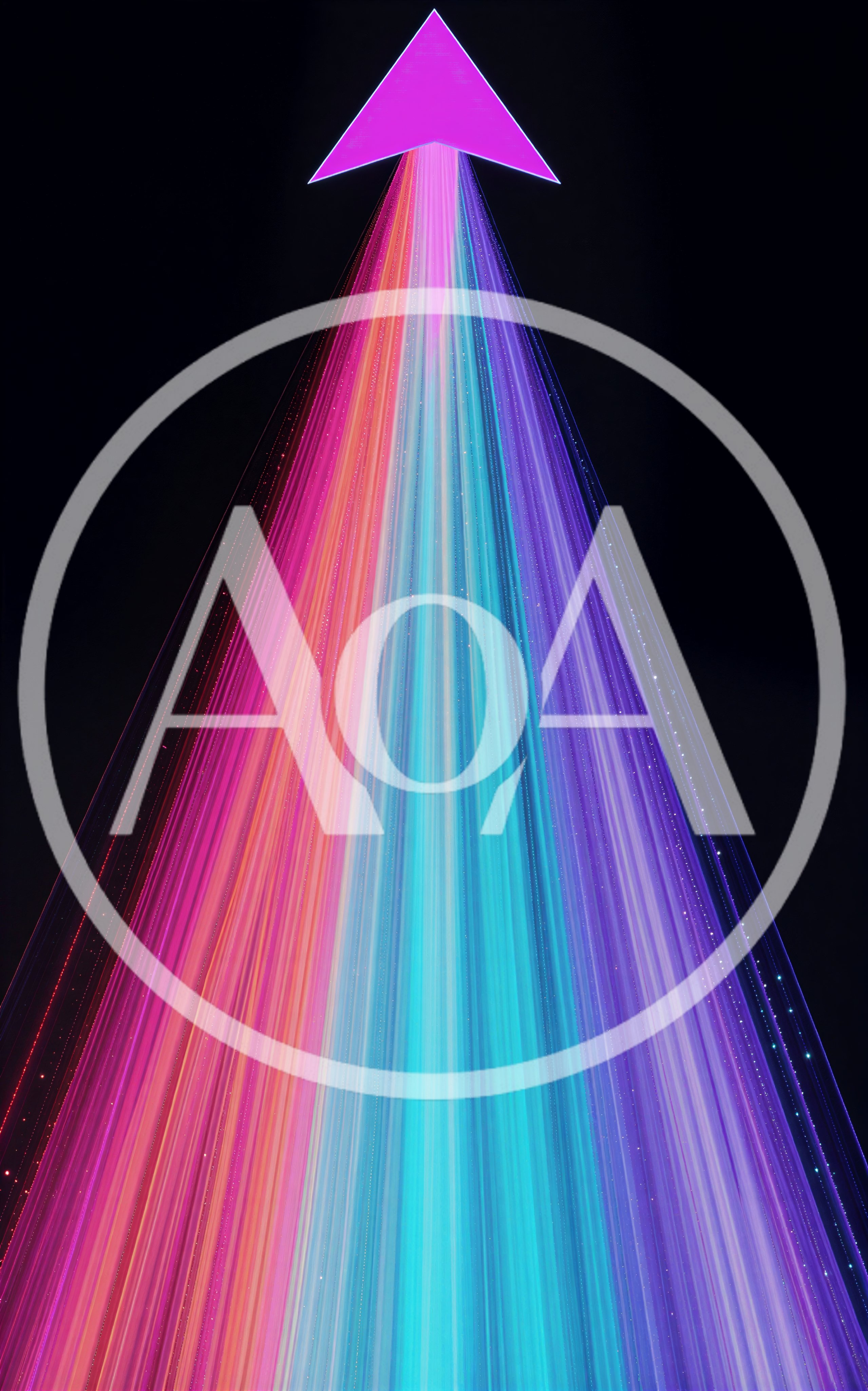 Abstract Neon Light Beam With Upward Pointing Arrow