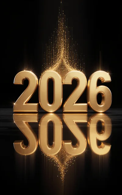 Golden 2026 New Year Celebration Text