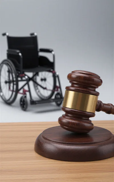 Wooden Gavel And Wheelchair On A Table
