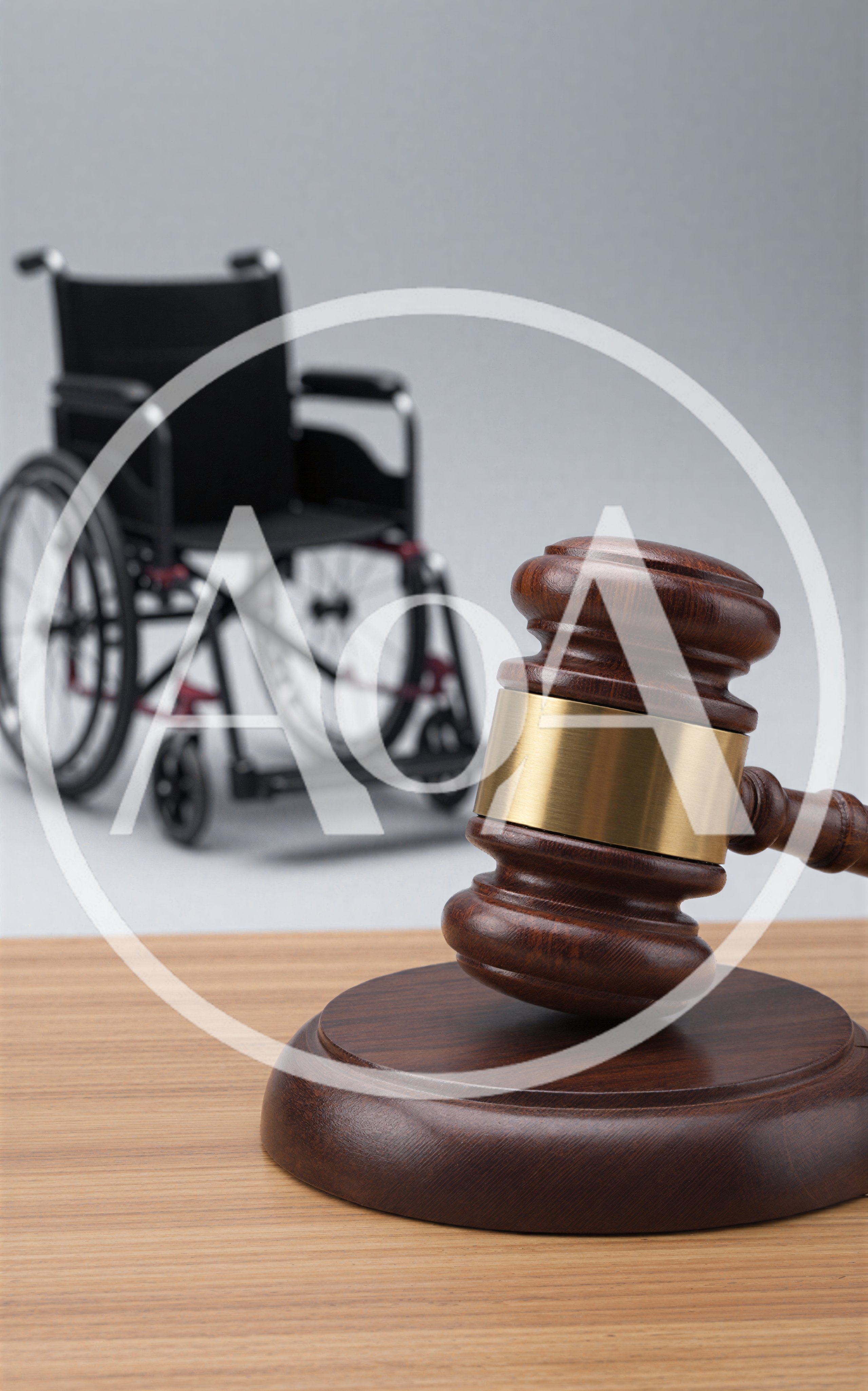 Wooden Gavel And Wheelchair On A Table