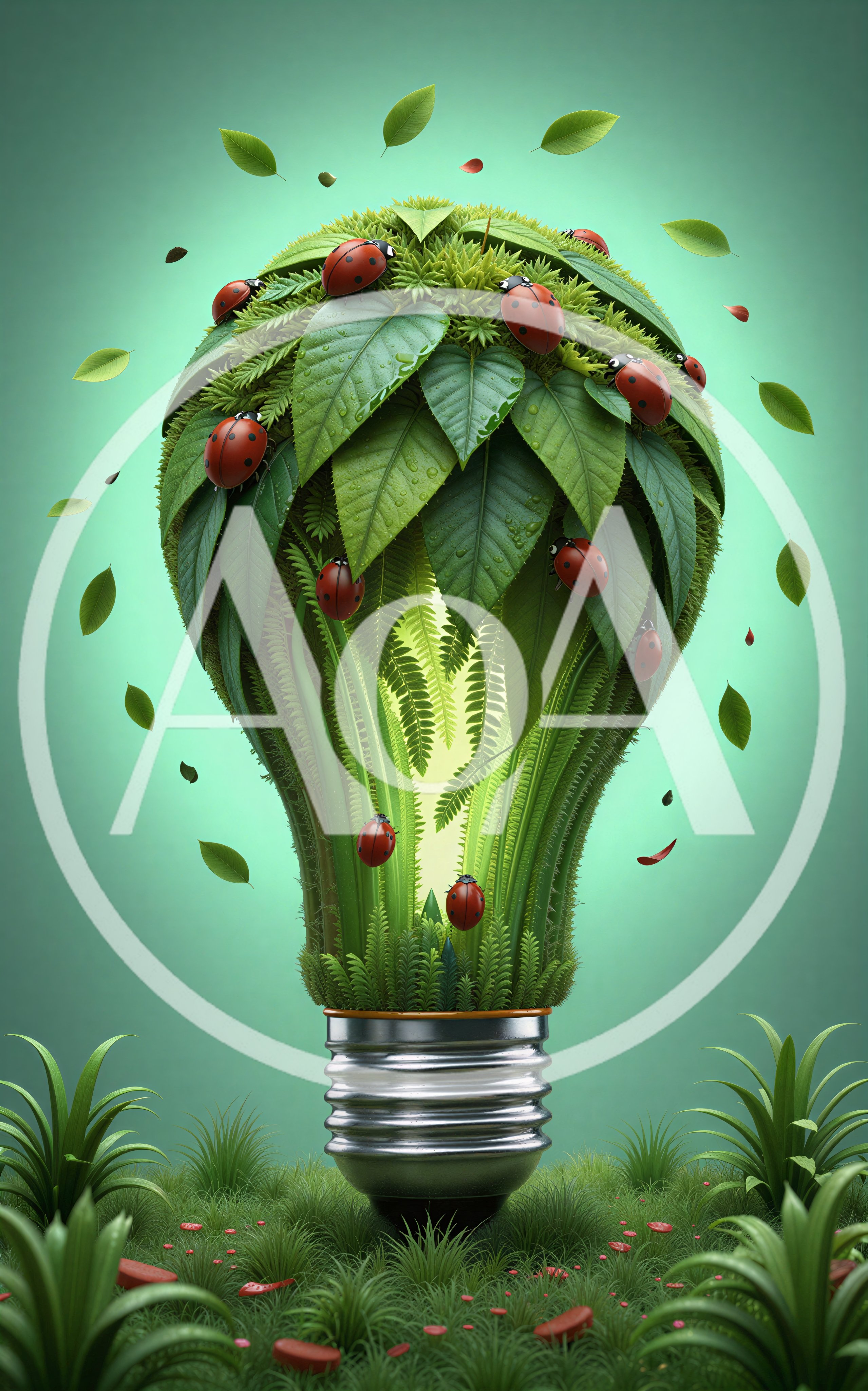Eco Friendly Light Bulb Concept With Ladybugs