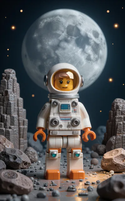 Lego Astronaut Figurine Standing On Lunar Surface
