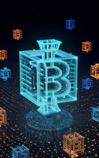 Digital Bitcoin Symbol Floating in Cyber Network