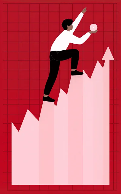 Business Person Climbing A Rising Growth Chart