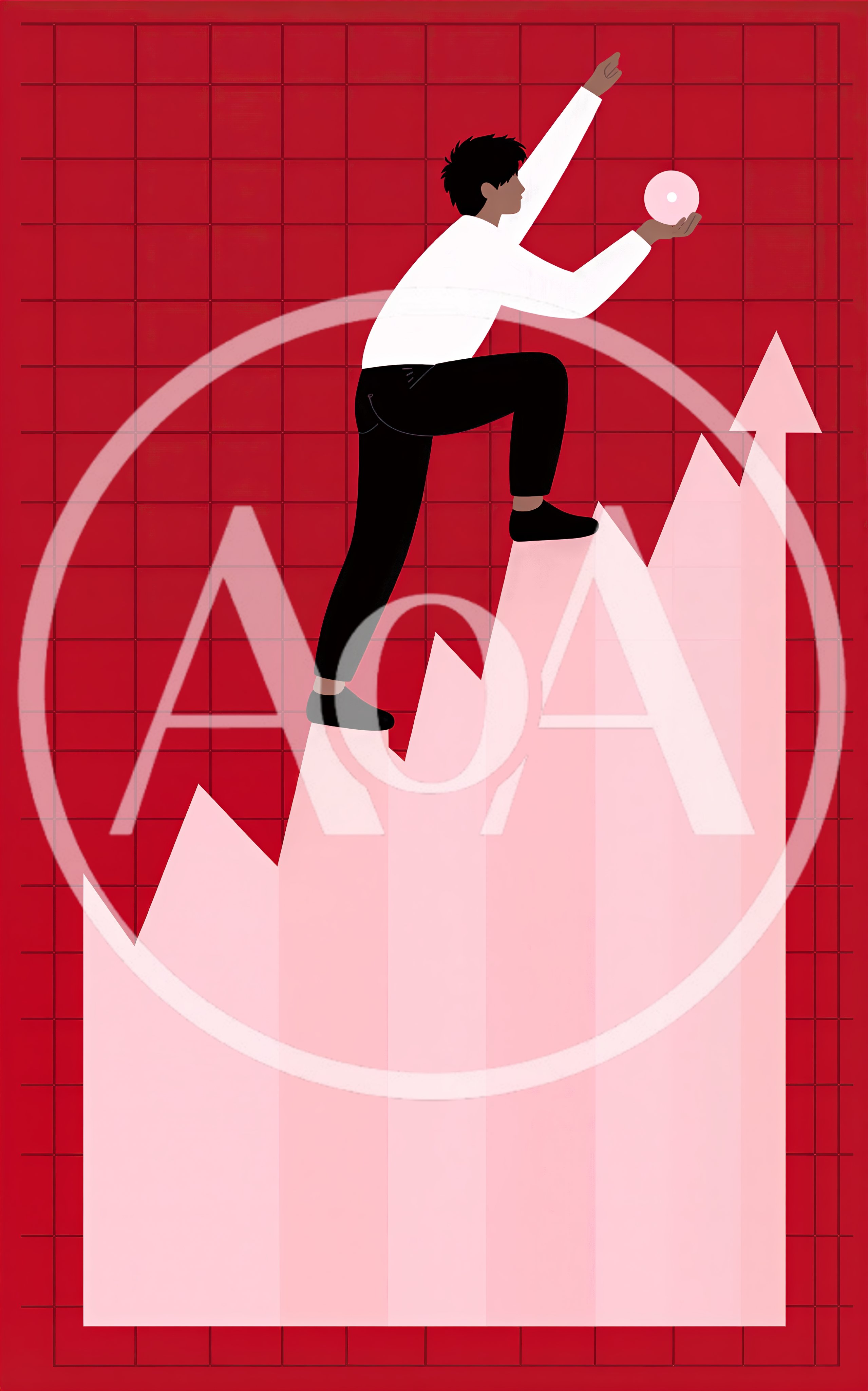 Business Person Climbing A Rising Growth Chart