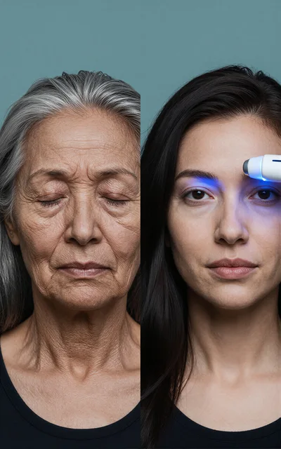 Comparison Of Aging Skin And Rejuvenated Youthful Face