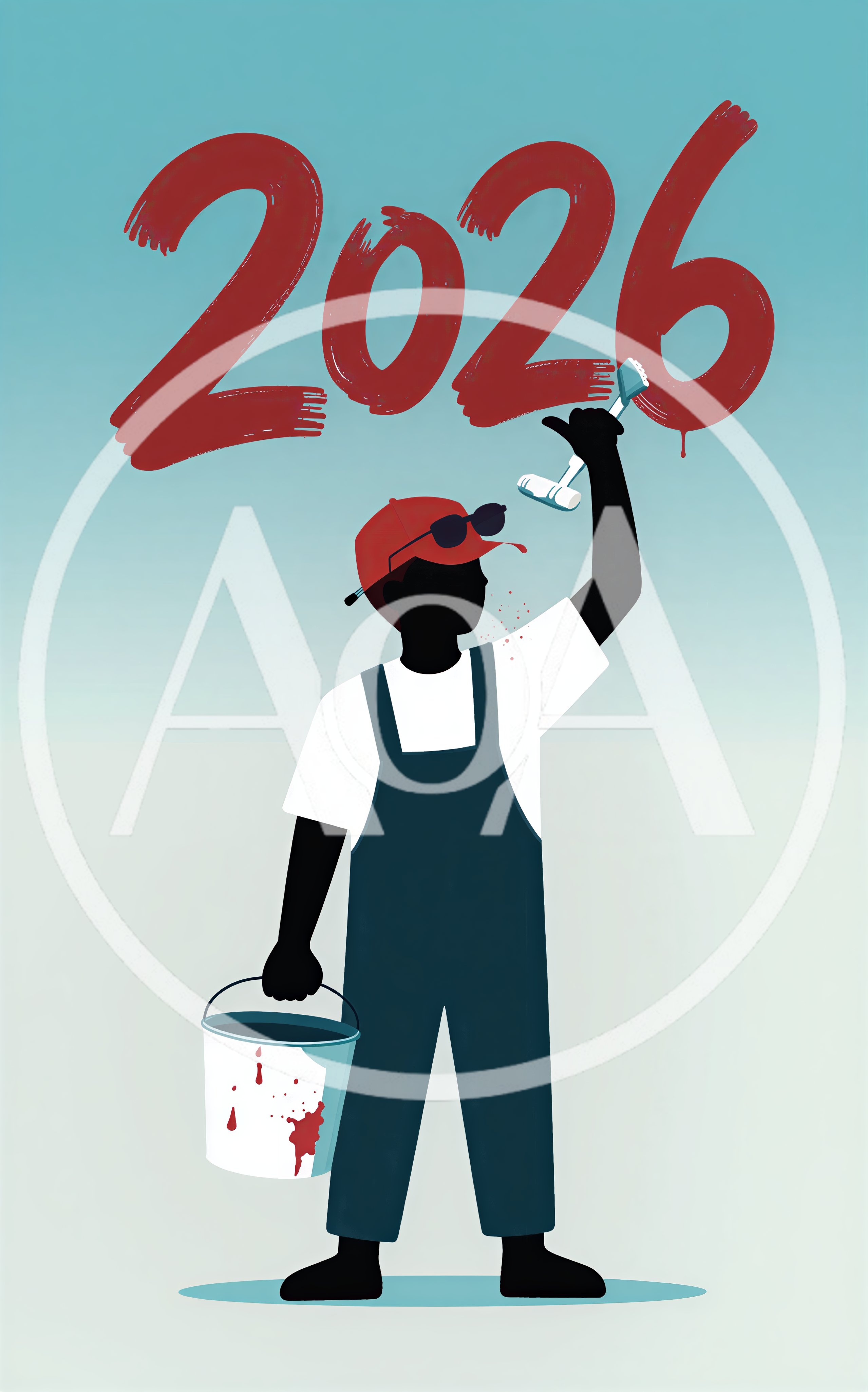 Silhouette Of A Painter Writing 2026 In Red Paint