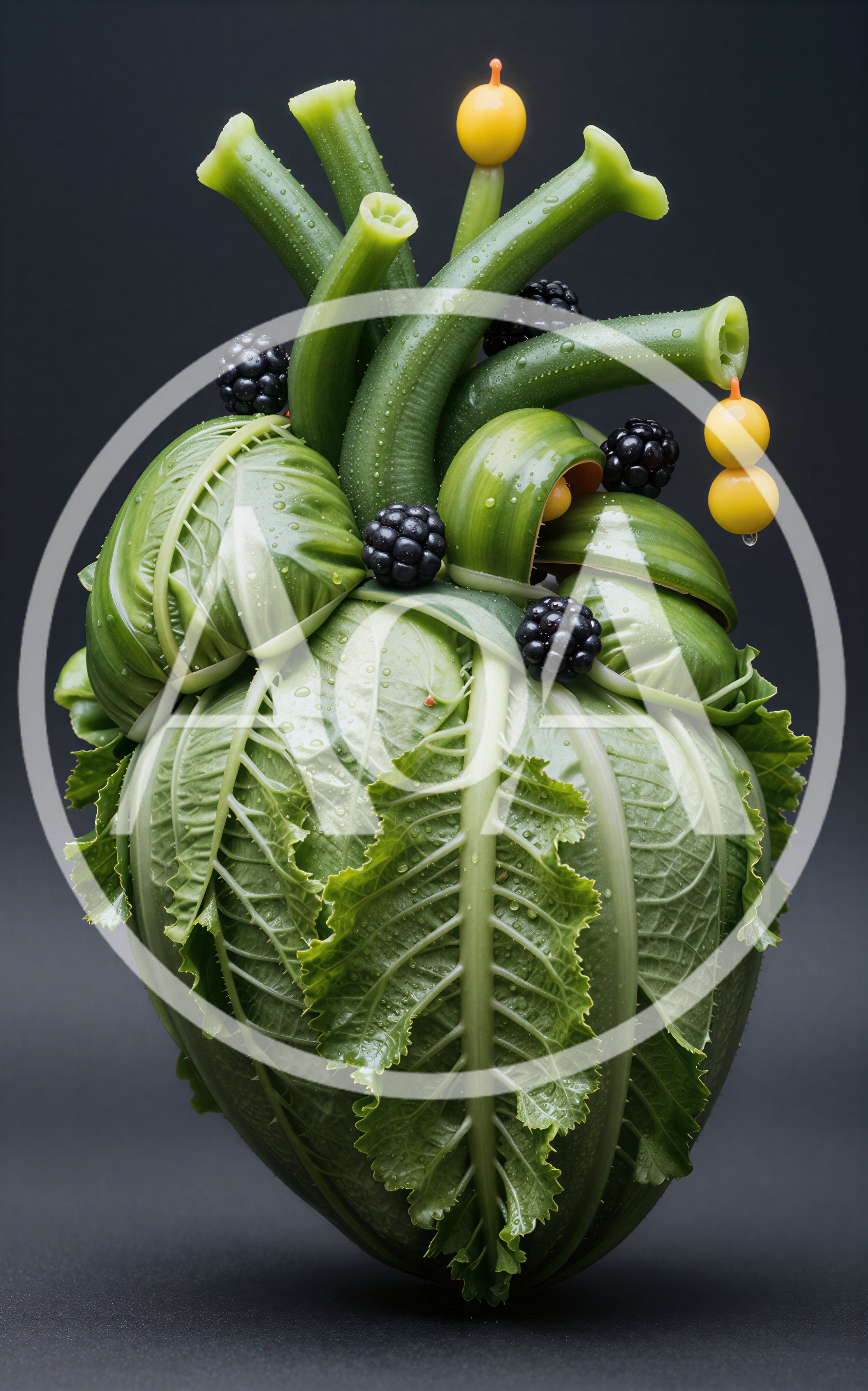 Surreal Vegetable Heart Sculpture Made Of Fresh Greens