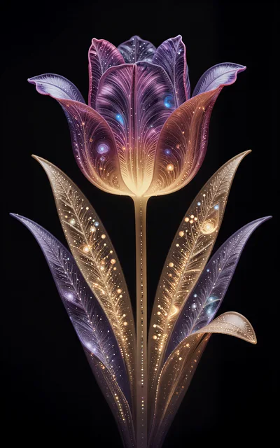 Glowing Cosmic Tulip Flower Illustration