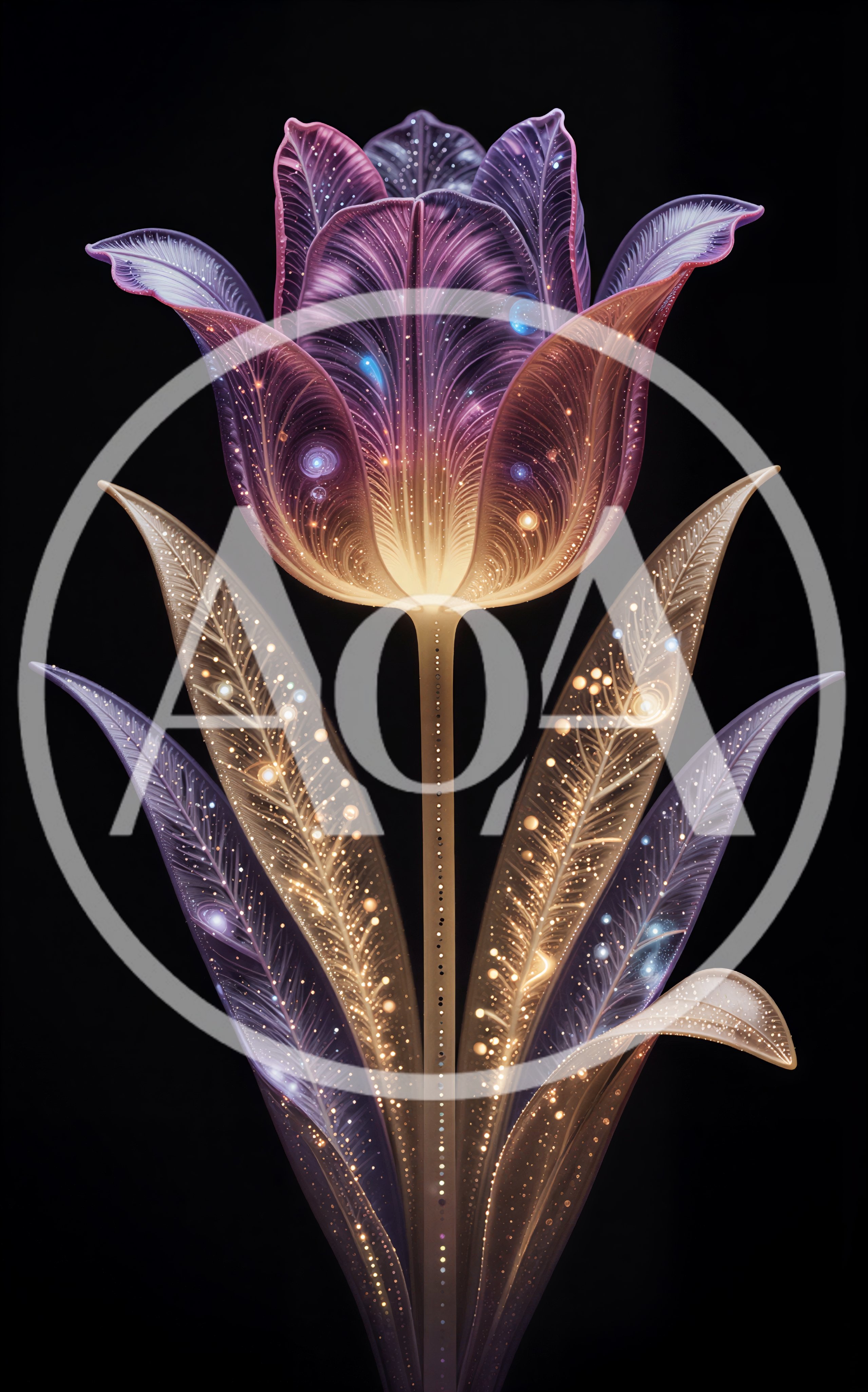 Glowing Cosmic Tulip Flower Illustration