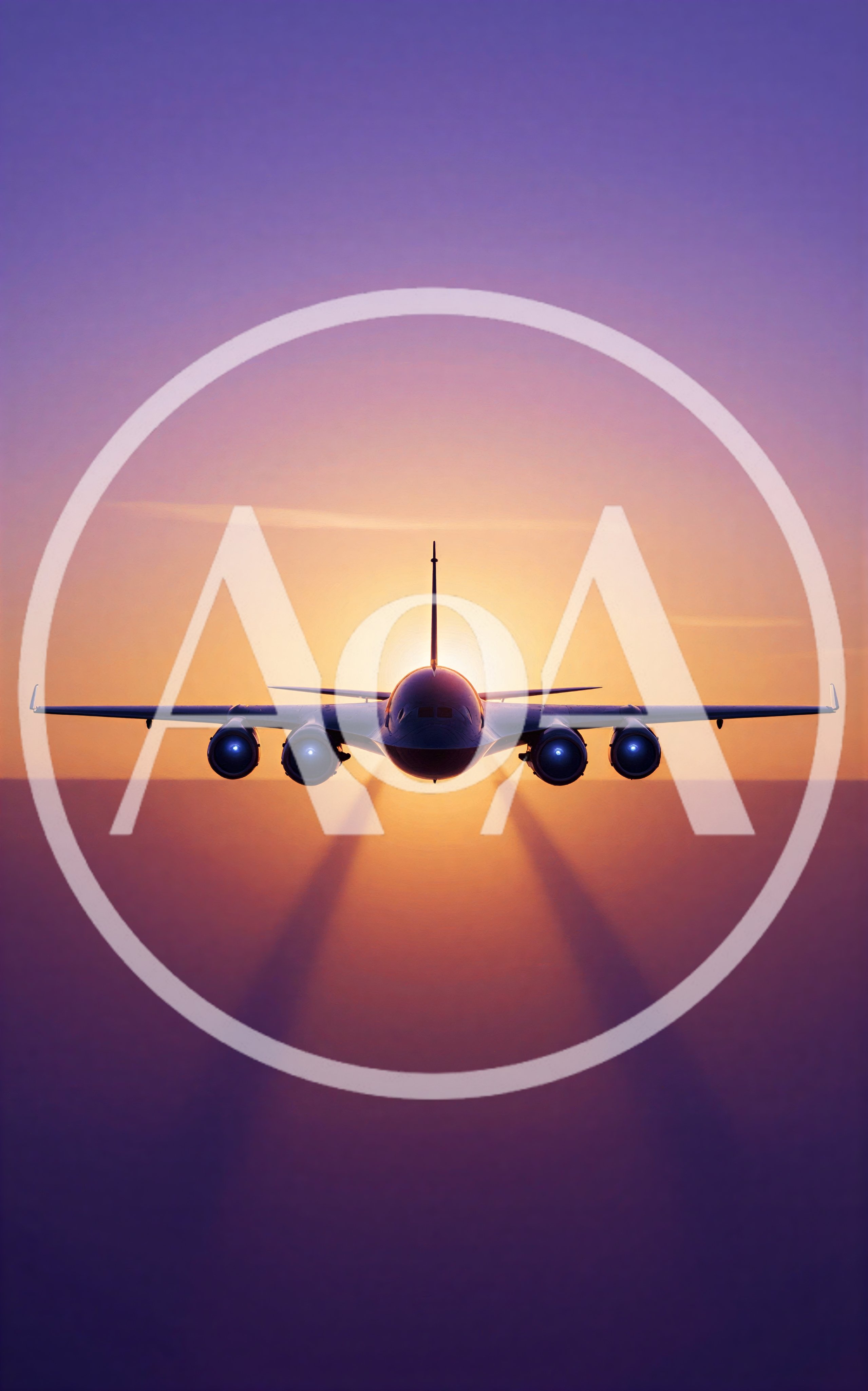 Commercial Airplane Flying Towards Sunset