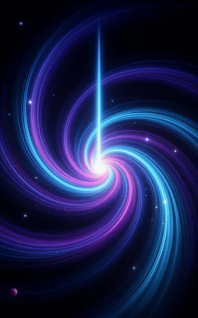 Abstract Cosmic Spiral Galaxy With Radiant Energy Beam